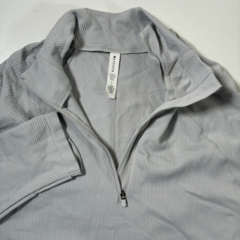 Athleta Flurry Half Zip Women XL Grey Seamless Thumbhole Performance Pullover